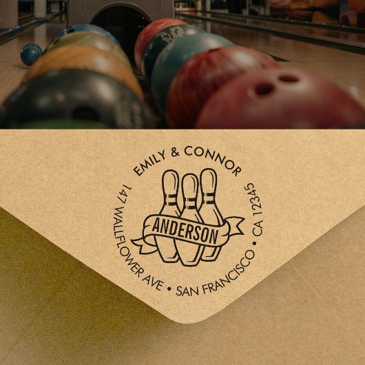 Custom Bowling Family Names Return Address Permastempel