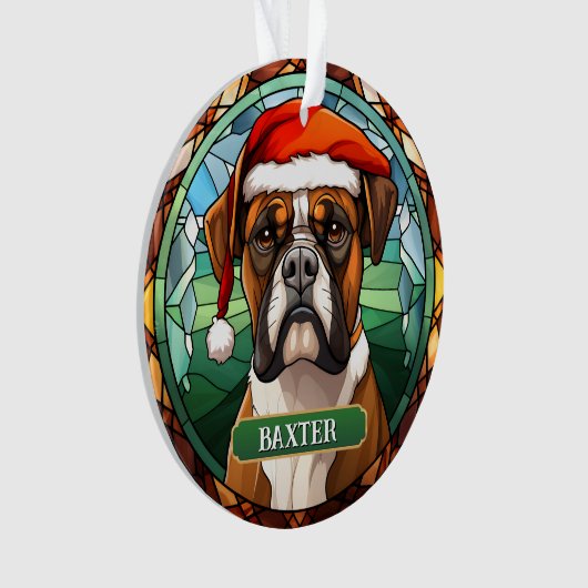 Custom Boxer Dog Xmas Ornament (Vorderseite)