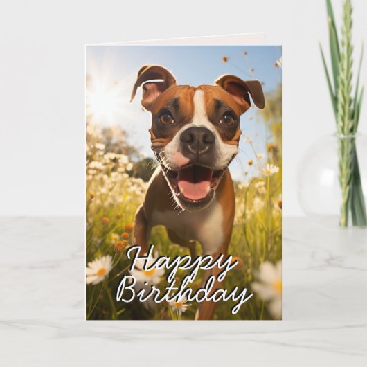 Custom Boxer Happy Birthday Card Dankeskarte (Vorderseite)