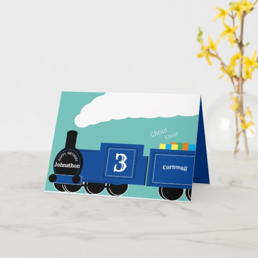 Custom boy 3. Geburtstag Dampfzug Karte (Gelbe Blume)