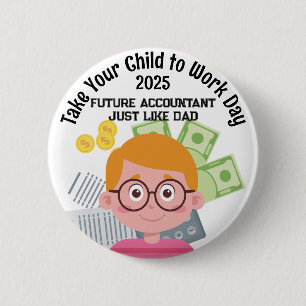 Custom Boy Accountant Tag bring dein Kind zur Arbe Button