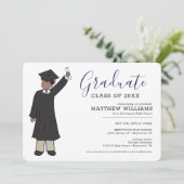 Custom Boy Avatar | High School Abschluss Einladung (Stehend Vorderseite)