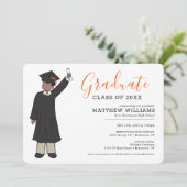 Custom Boy Avatar | High School Abschluss Einladung (Stehend Vorderseite)