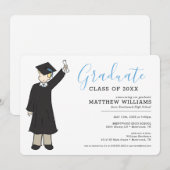 Custom Boy Avatar | High School Abschluss Einladung (Vorne/Hinten)