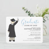 Custom Boy Avatar | High School Abschluss Einladung (Stehend Vorderseite)