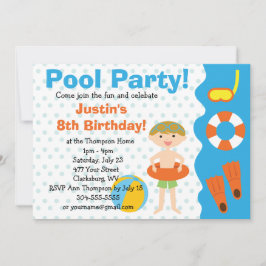 Custom Boy Birthday Pool Party Einladung