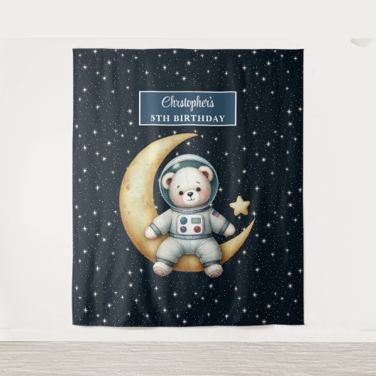 Custom Boy Birthday Tapestry mit Teddy Bar Wandteppich (Vorderseite)