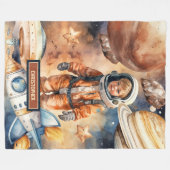 Custom Boy Blanket Astronaut Planets Space Theme Fleecedecke (Vorderseite (Horizontal))