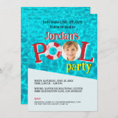Custom Boy Foto Geburtstag Schwimmbad Party Einladung (Vorne/Hinten)