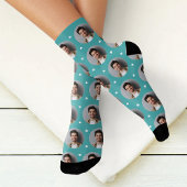 Custom Boyfriend Foto Aquamarin Blue Liebe Socken