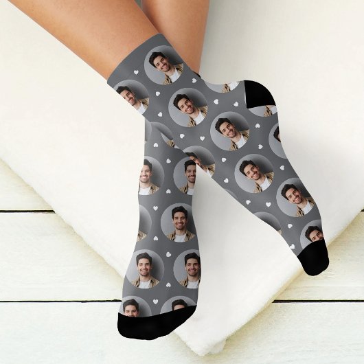 Custom Boyfriend Foto Grau Liebe Socken