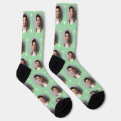 Custom Boyfriend Foto Minze Green Liebe Socken (Rechts)
