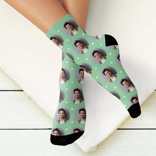 Custom Boyfriend Foto Minze Green Liebe Socken