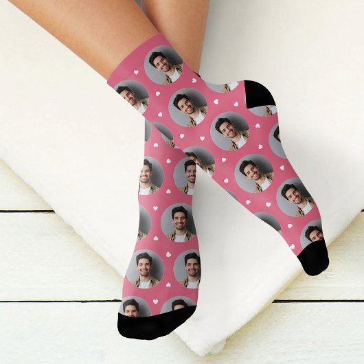 Custom Boyfriend Foto Pink Liebe Socken