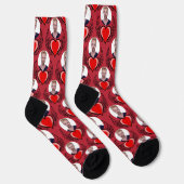 Custom Boyfriend Foto Red Winged Heart Valentine Socken (Rechts)