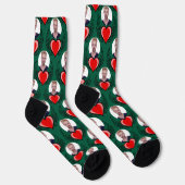 Custom Boyfriend Foto Red Winged Heart Valentine Socken (Rechts)