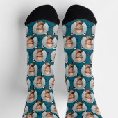 Custom Boyfriend Girlfriend Foto Cat Face Socken (Oben)