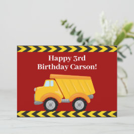 Custom Boys Dump Truck Red Kindergeburtstag Karte