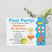 Custom Boy's Pool Party Geburtstag Einladung (Stehend Vorderseite)