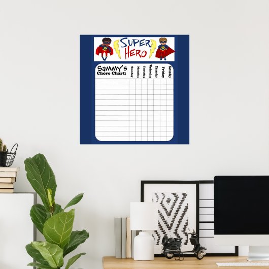 Custom Boys Superhero Chore Chart Poster (Heimbüro)