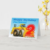 Custom Boy's Yellow Digger 2. Geburtstag Karte (Gelbe Blume)