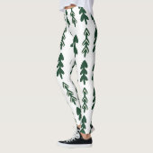 Custom Brand Green Beige Handgezeichnete Weihnacht Leggings (Links)