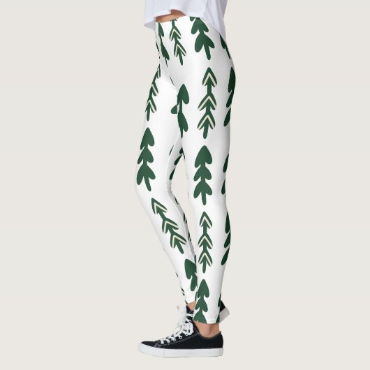 Custom Brand Green Beige Handgezeichnete Weihnacht Leggings (Links)