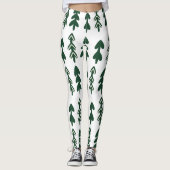 Custom Brand Green Beige Handgezeichnete Weihnacht Leggings (Vorderseite)