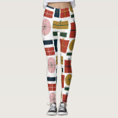 Custom Brand Red Green Pink Geo in Weihnachten Leggings (Vorderseite)