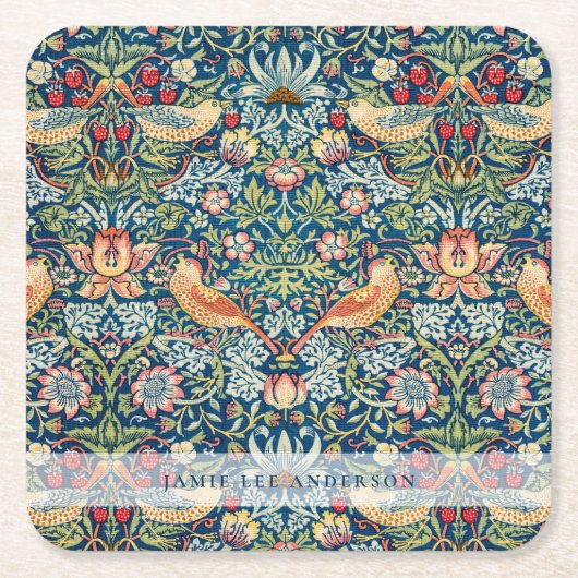 Custom Brand William Morris Birds Pattern Rechteckiger Pappuntersetzer (Vorderseite)
