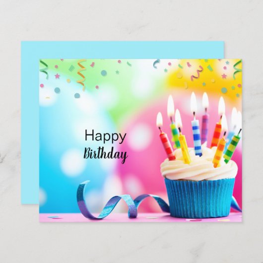 Custom Branded Blue Pink Modern Happy Birthday (Vorne/Hinten)