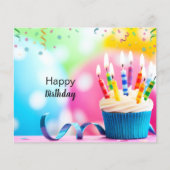 Custom Branded Blue Pink Modern Happy Birthday (Vorderseite)