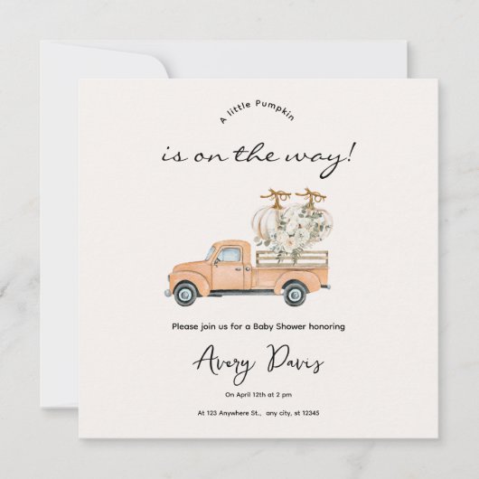 Custom Branded Fall Pumpkin Baby Shower Invitation Einladung (Vorderseite)