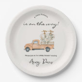 Custom Branded Fall Pumpkin Baby Shower  Pappteller (Vorderseite)