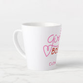 Custom Branded Girl Boss Typografie Pink Red Heart Milchtasse (Linke Ecke)