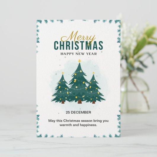 Custom Branded Green Modern Frohe Weihnachten Einladung (Stehend Vorderseite)