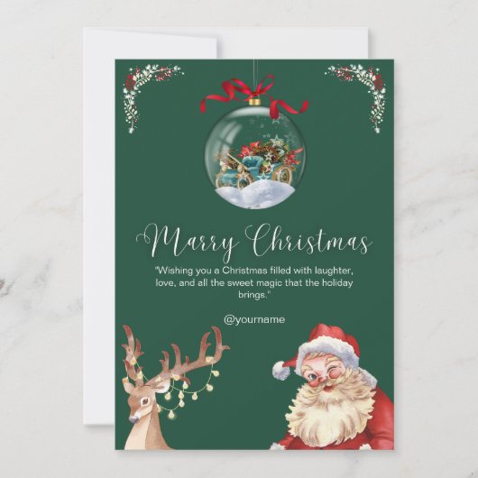 Custom Branded Green White New Heiligabend Einladung (Vorderseite)