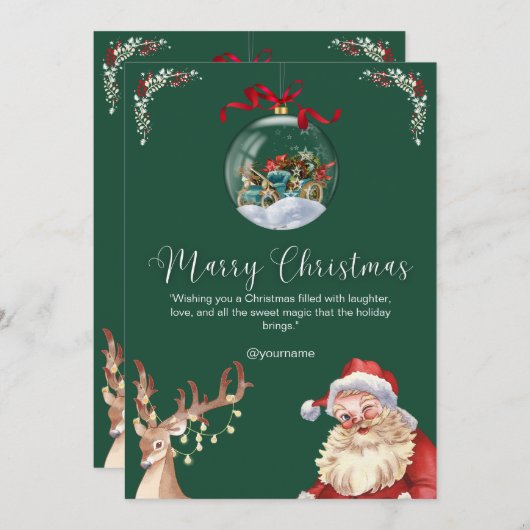 Custom Branded Green White New Heiligabend Einladung (Vorne/Hinten)