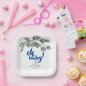 Custom Branded Greenery Oh Baby | Babydusche 9" Pappteller (Party)