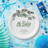 Custom Branded Greenery Oh Baby | Babydusche Pappteller (Party)