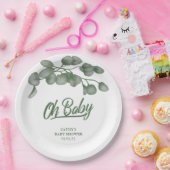Custom Branded Greenery Oh Baby | Babydusche Pappteller (Party)