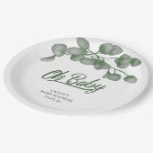 Custom Branded Greenery Oh Baby | Babydusche Pappteller (Schrägansicht)