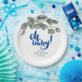 Custom Branded Greenery Oh Baby | Babydusche Pappteller (Party)