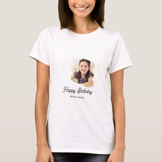 Custom Branded Happy Birthday Foto T - Shirt (Vorderseite)