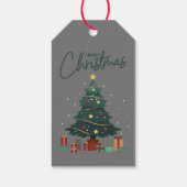 Custom Branded Merry Christmas Tree Gray Geschenkanhänger (Rückseite)