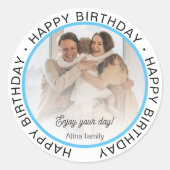 Custom Branded Simple Foto Happy Birthday Runder Aufkleber (Vorderseite)