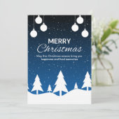 Custom Branded White & Blue Frohe Weihnachten Einladung (Stehend Vorderseite)