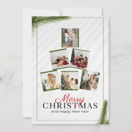 Custom BrandedWhite Modern Christmas Foto Collage Einladung