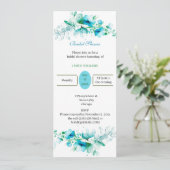 Custom Brautparty Blue Blume Einladung (Stehend Vorderseite)