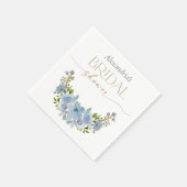 Custom Brautparty Blue Floral Bouquet Serviette (Ecke)